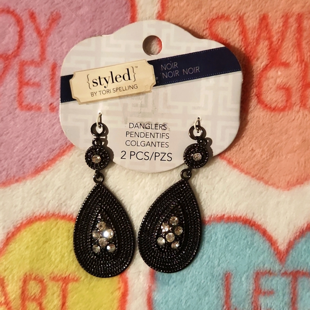 Styled by Tori Spelling Noir Teardrop Earring Pendants